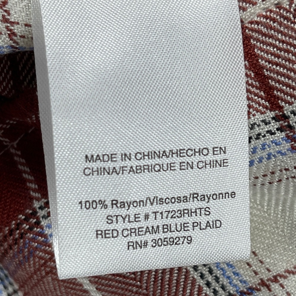 Thread & Supply Relaxed Fit Plaid Button Down Shirt Red Cream Blue S Layering - Picture 5 of 8